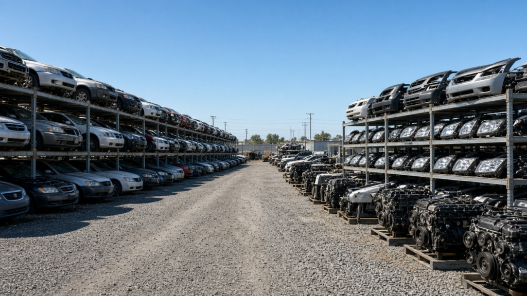 used auto parts at a salvage yard